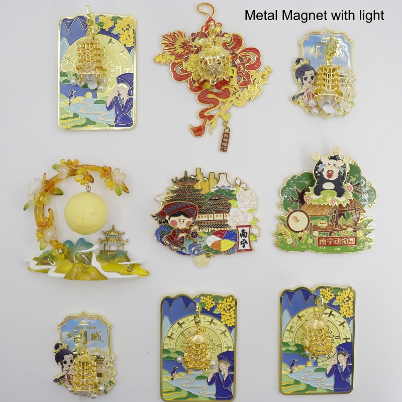 Metal strip lantern illuminated refrigerator sticker